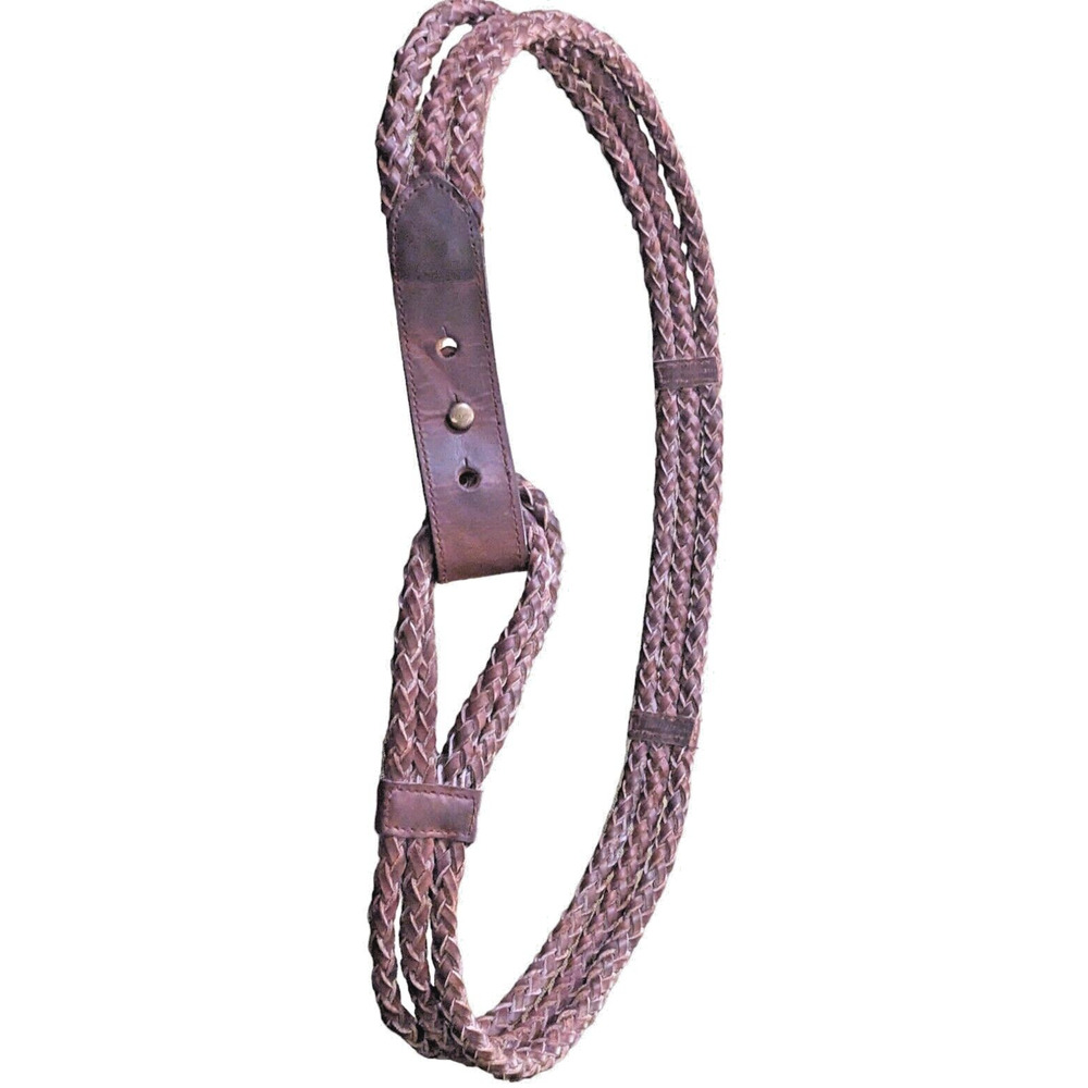 Woven Leather Lariat Belt Large Mocha Brass Stud Ruff Hewn True American Wear